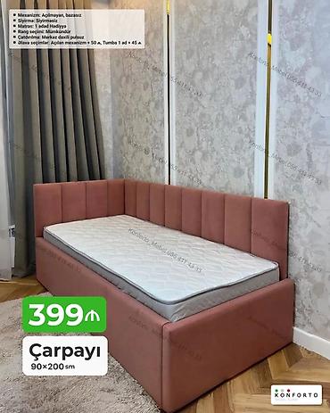 dosekler: Çarpayı – 90×200 sm - Model: Künclü, başlıq və yan dayaqlı, yumşaq — 1