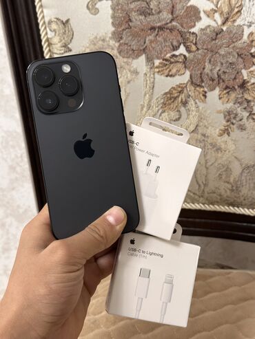 ремонт iphone 12: IPhone 14 Pro, Колдонулган, 256 ГБ, Кара, Заряддоочу түзүлүш, Коргоочу айнек, Кабель, 86 %