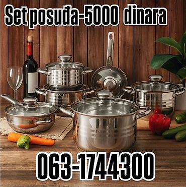 maxi staklene case: Set posuđa od nerđajućeg čelika – 5000 dinara - Komplet više šerpi i — 1