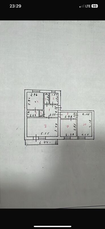 дом квартира жалал абад: 3 комнаты, 62 м², Индивидуалка, 2 этаж, Старый ремонт