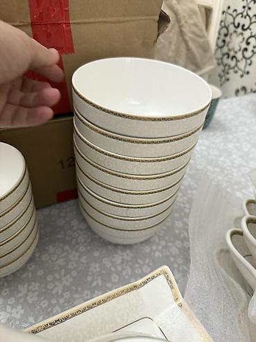 Наборы посуды: Набор фарфоровой посуды с золотым кантом - Материал: тонкий фарфор — 7