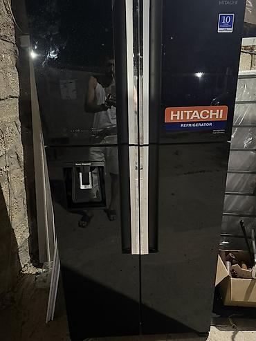 nike tn: İşlənmiş 4 qapılı Hitachi Soyuducu Satılır, rəng - Qara, Dispenserli — 1