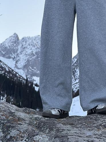 Спортивные штаны: Серые спортивные брюки свободного кроя - Цвет: меланжевый серый - — 3