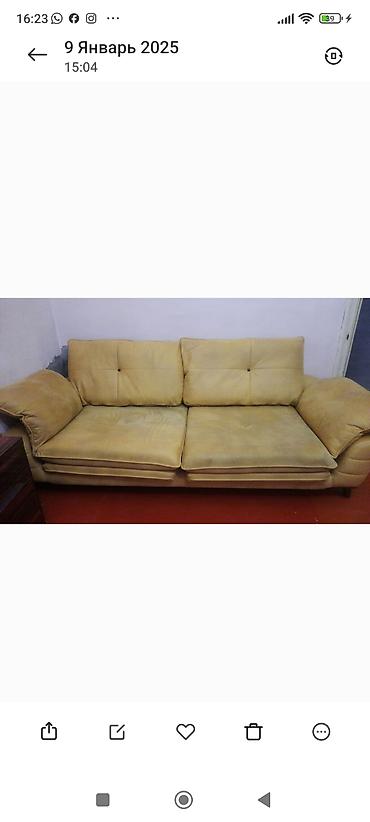 radiator ev ucun: Bej rəngdə 3 nəfərlik yumşaq divan - Klassik dizayn: geniş oturacaq — 1