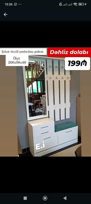 ucuz tap az dolablar: Dəhliz dolabı – çoxfunksiyalı giriş mebeli - Ölçü: 200 x 90 x 40 sm - — 1
