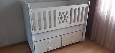 Beşiklər: Ağ rəngli uşaq beşiyi 67x124 - Material: MDF/taxta əsaslı — 3