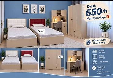 Uşaq/yeniyetmə otağı üçün mebel dəsti Tərkibi: - 2 ədəd tək nəfərlik