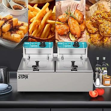 winning: Фритюрница Winning Star с двумя корзинами по 6L+6L и регулируемым — 4