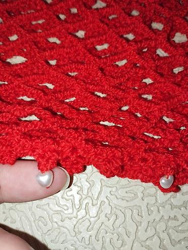 baş ortusu: Sac aksesuarları - Rəng: parlaq qırmızı - Texnika: əl ilə toxunmuş — 3