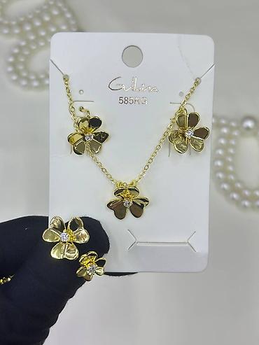 Үлпөт көйнөктөрү жана аксессуарлар: Зер буюмдар топтому, Үлгүсү 585, Жаңы, Металл түсү: Сары — 4