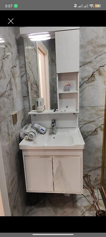 hamam ucun aksessuarlar: Hamam üçün asma tualet mə-beli dəsti - Rəng: ağ - Material — 1