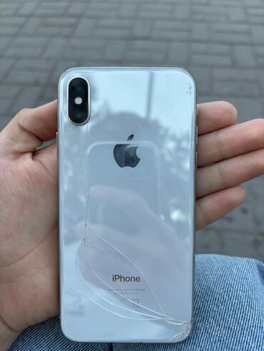 купить айфон в рассрочку: IPhone X, Колдонулган, 64 ГБ, Ак, Заряддоочу түзүлүш, Каптама, Кабель, 100 %