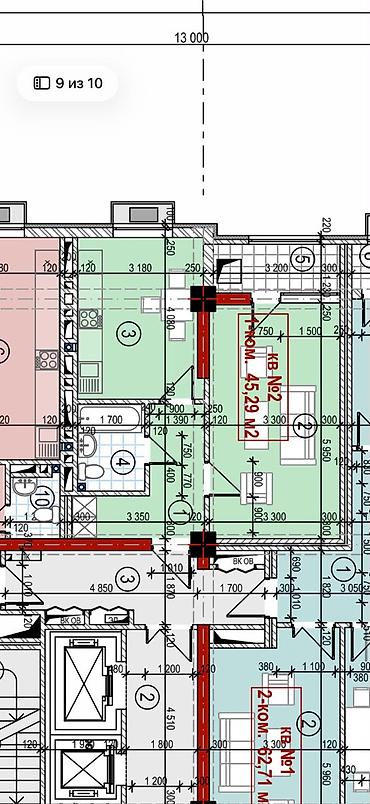 105: 3 комнаты, 105 м², Нижний Джал (Джал-23) Элитка, 10 этаж, ПСО (под самоотделку) — 10