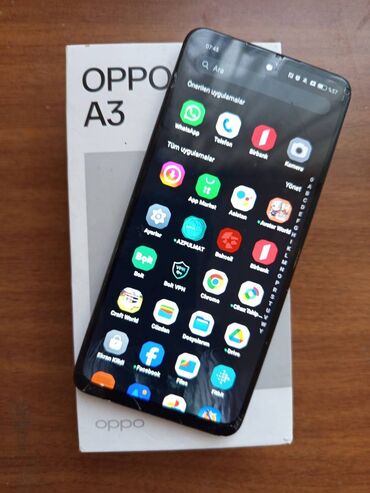 ucuz telefonlar: Oppo A3, 256 GB, rəng - Qara, Zəmanət, Düyməli, Sensor