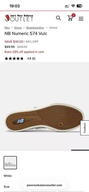 вулкани: Кроссовки, 39.5, New Balance, Новый, цвет - Белый — 4
