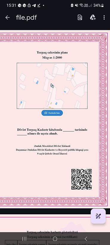 oguzda torpaq satilir: 3 sot, Tikinti, Mülkiyyətçi, Kupça (Çıxarış), Texniki pasport — 9
