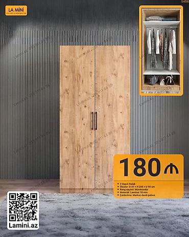 Mebel: İki qapılı geyim dolabı - Ölçülər: Dərinlik 47 sm × Hündürlük 200 sm — 1