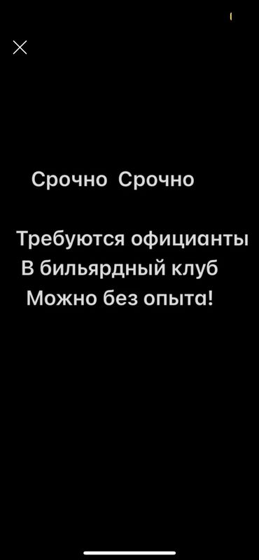 Требуется официантка В бильярдный клуб Можно без опыта Студенты и