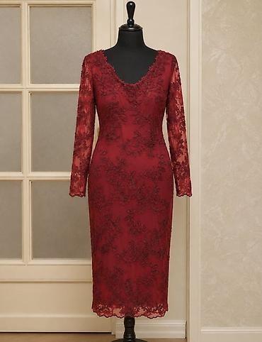 kəhrəba rəngi: Məhsul: Zərif qırmızı/marsala rəngli ziyafət paltarı - Model: Dizdən — 1
