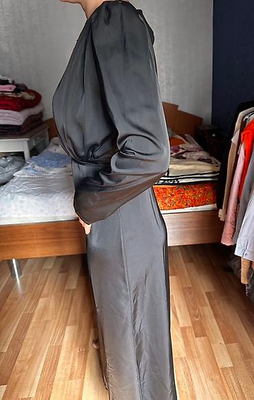 Платья: Вечернее платье, Классическое, Длинная модель, Атлас, С рукавами, M — 2