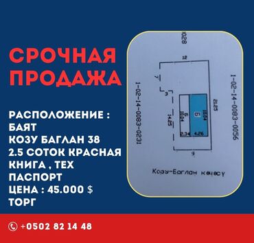 срочно продаю дом ак бата: 3 соток, Курулуш, Кызыл китеп, Техпаспорт