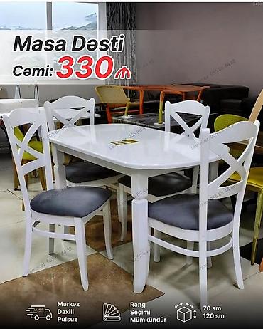 Yeni masa dəsti çatdırılma quraşdırılma daxil cəmi 330₼. Ünvan — 1