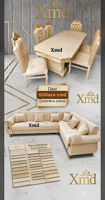 Xmd brendindən zərif mebel dəsti - Dəst: 1 yemək masası + 6 yüksək