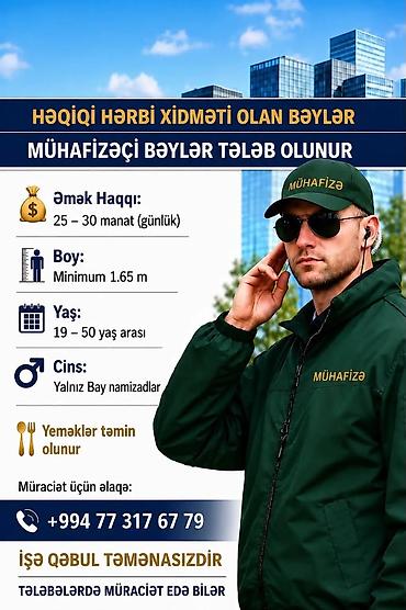 is elanlari muhafize 2023: Mühafizəçi vakansiyası Tələblər: - Həqiqi hərbi xidməti olan — 1