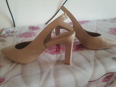 Tuflilər: Bej rəngdə qadın rahat dabanlı ayaqqabı - Model: Slingback (açıq — 1