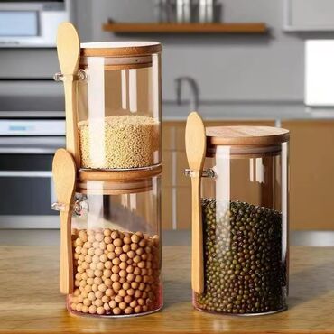 Digər qab-qacaq və mətbəx ləvazimatları: Saxlama qabı
qapaq ve qaşıq bamboo
qab şüşe material — 5