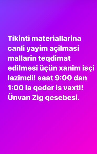 kleksan satisi: Satış məsləhətçisi tələb olunur, 1 ildən az təcrübə