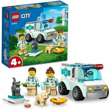 резиновые игрушки: Конструктор LEGO City 60382 "Спасатели-ветиринары" состоит из 58