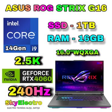 Coğrafiya: Yeni ASUS ROG, 16 ", Intel Core i9, 1 TB, Ünvandan götürmə, Pulsuz çatdırılma, Ödənişli çatdırılma