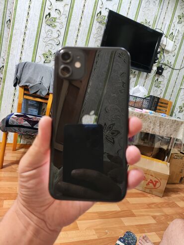 списанные телефоны бесплатно: IPhone 11, Колдонулган, 128 ГБ, Jet Black, Коргоочу айнек, Каптама, Куту, 75 %