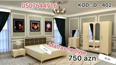 Yataq otağı dəstləri: İkinəfərlik çarpayı, Dolab, 2 tumba, Termo, Azərbaycan, Yeni — 7