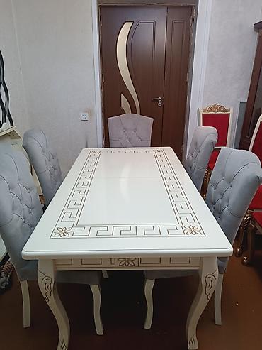 Masa desdi satlr açlan kvadrat Masa ela vezyetdedir +6 stula ölçü lalafo.az -da Masa desdi satlr açlan kvadrat Masa ela vezyetdedir +6 stula ölçü