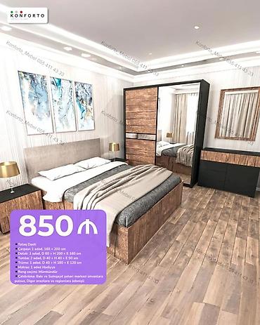Yataq dəsti – Konforto Mebel Komplekt: - Çarpayı: 1 ədəd, 160 × 200
