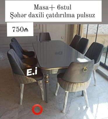 masa ve oturacaglar: Для гостиной, Новый, 6 стульев