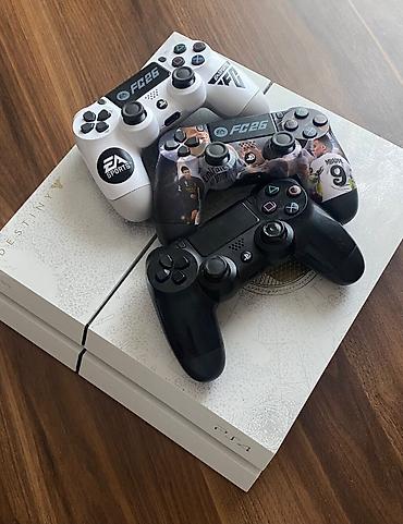 PS4 (Sony Playstation 4): PlayStation 4 “Destiny” Limited Edition (ağ rəng) + 3 ədəd DualShock 4 — 1