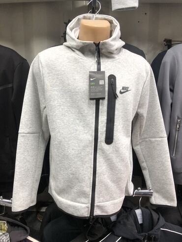 найк теч флиск: Мужская толстовка, Все размеры, Nike, Новый, цвет - Серый