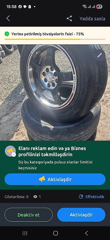 08 masin: R 15 MTT Sport yüngül lehimli disk və təkər dəsti - Disk: 5 barmaq, 5 — 1
