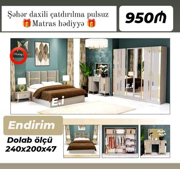 белая мебель для спальни: *Yataq dəsti 950azn💥* ✔️Rəng seçimi var ✔️Şəhər daxili Çatdırılma və