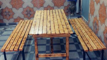 heyet stol stullari: Yeni, Dördbucaq masa, Açılmayan, Skameykalar ilə, Taxta, Azərbaycan