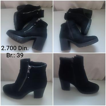 shoes: Kratke crne ženske čizmice na blok štiklu. - Veličina: 39 - Boja — 2