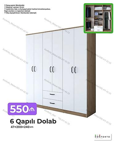 Mebel: 6 qapılı paltar dolabı – 47×200×240 sm - Konstruksiya: 6 qapı, 2 — 1
