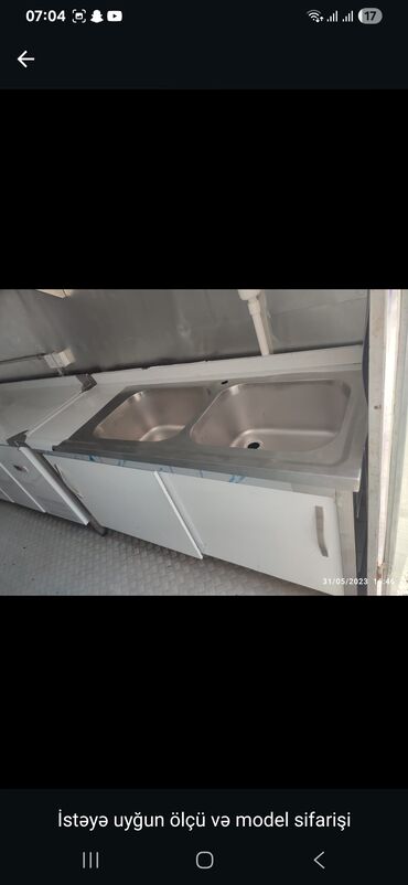 Nerjaveykalar: Paslanmayan poladdan (inox) istehsalat tipli lavabolar və iş masaları — 14