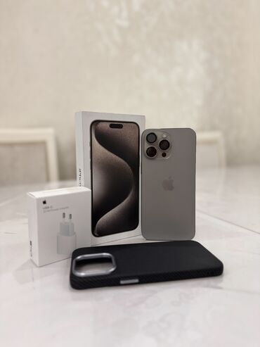 14 про макс бишкек: IPhone 15 Pro Max, Колдонулган, 256 ГБ, Natural Titanium, Каптама, Кабель, Куту, 87 %