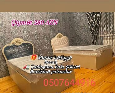 Çarpayılar: Yeni, Təknəfərlik çarpayı, Bazasız, Matras ilə, Siyirməsiz, Azərbaycan — 9