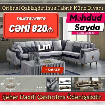 Divanlar: Künc divan, Yeni, Bazalı, Parça, Şəhərdaxili pulsuz çatdırılma