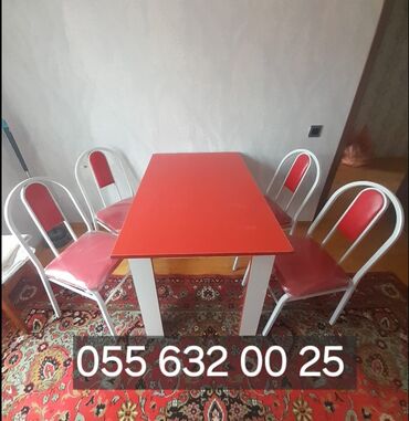 Masa və oturacaq dəstləri: Mətbəx üçün, Yeni, Açılmayan, Dördbucaq masa, 4 stul — 5